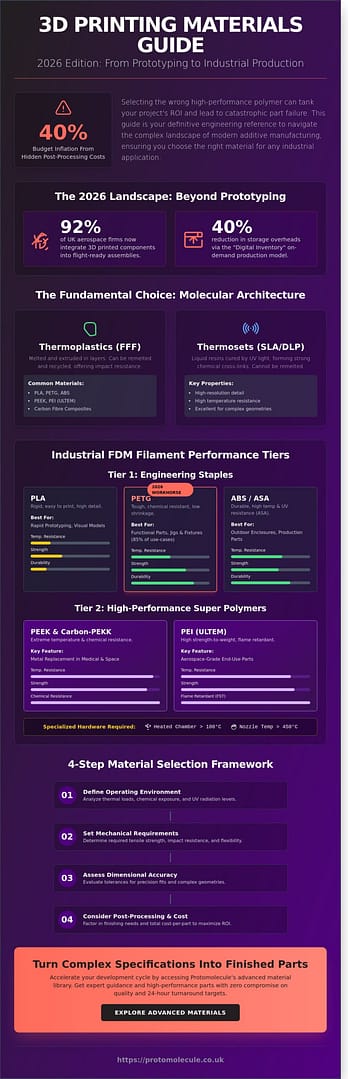 3D Printing Materials Guide 2026: The Engineer’s Reference to Industrial Additive Manufacturing